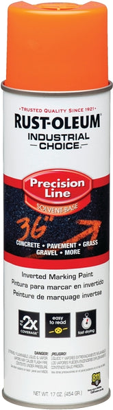 Rust-Oleum 203027 Inverted Marking Spray Paint, Semi-Gloss, Fluorescent Orange, 17 oz, Can